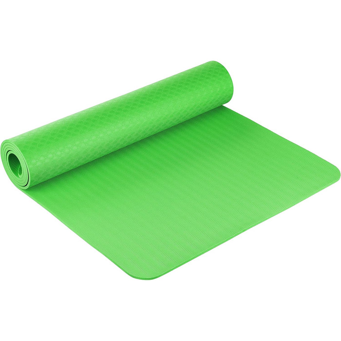 Килимок для йоги BODYMATE Premium TPE 183x61 см, нековзкий, фітнес-мат для йоги, пілатесу, спорту, товщина 6 мм, зелений