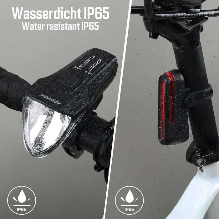 Велофара ADDVIEW Starlight – комплект фар із сертифікацією StVZO, 70 Lux LED, USB-C, акумулятор, IP65, 170м, авто-режим, датчик руху, велоосвітлення