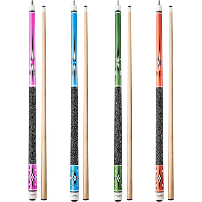 Кю (біліардна палиця) VEVOR, 147.3 см, з багатошаровим наконечником, ABS-з'єднувальний кільце, для професійного більярду, бару, дому, офісу (канадський клен, 4-секційна)