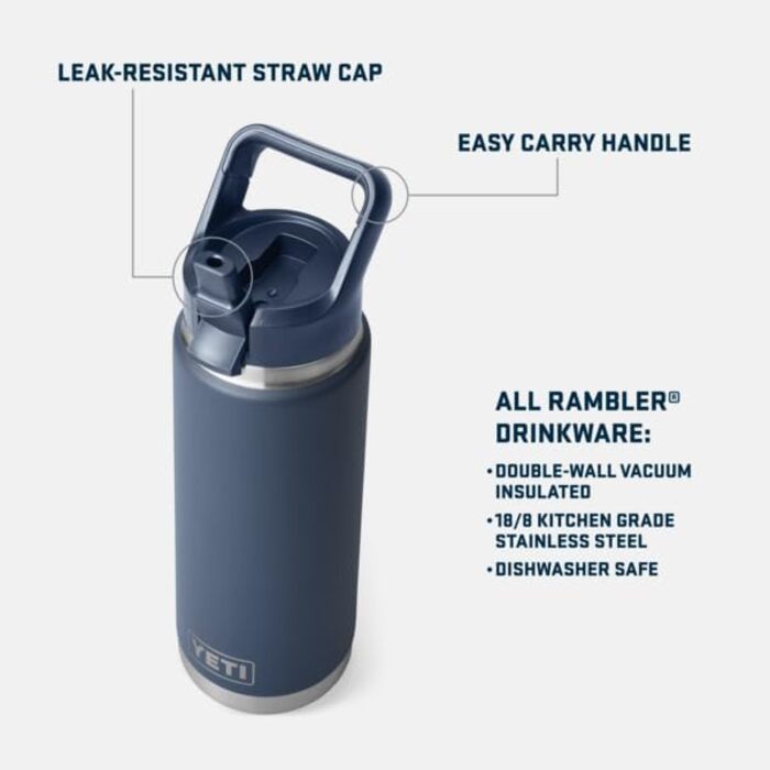 Термобутилка YETI Rambler C з трубочкою, вакуумна, нержавіюча сталь, 769 мл, червона