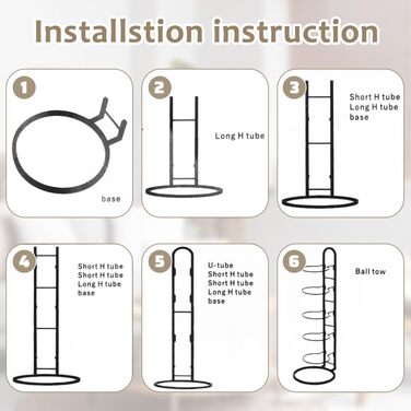 Стійка для зберігання м'ячів Kleemeiero: баскетбольний, футбольний, волейбольний, 5 м'ячів, 23.5 см, білий/чорний
