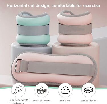 Ваги для ніг та рук, манжети для щиколоток та зап'ясть, 0,5 кг, синій, для пілатесу, йоги, ходьби, бігу, аеробіки (2 шт.)