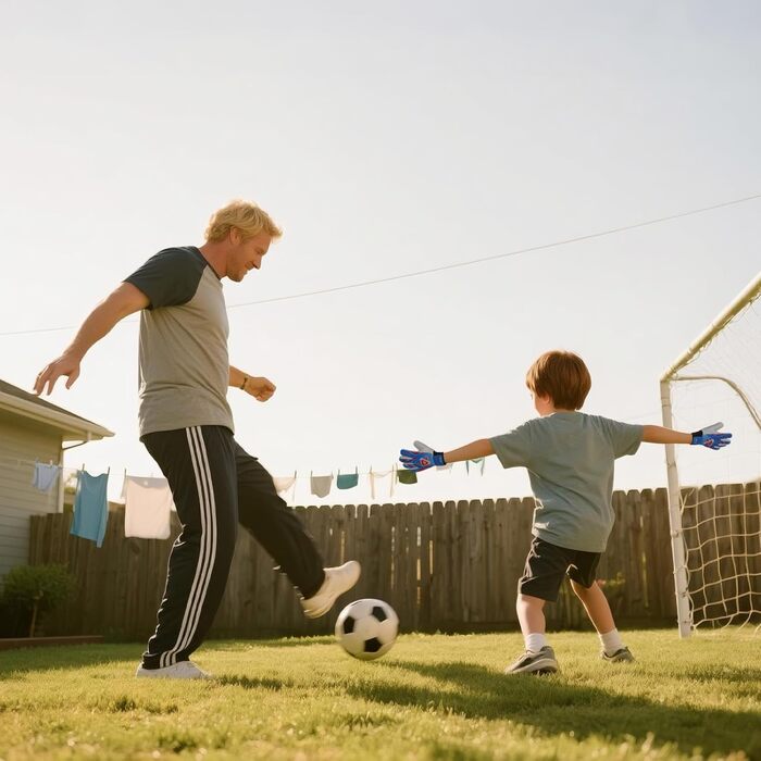 Воротарські рукавички WVVOU для дітей та підлітків, футбольні, подвійний захист, супер зчеплення (Blue, 4)
