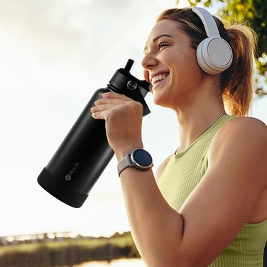 Термос- пляшка з нержавіючої сталі 1л, BPA-Free, ізоляційна, з трубочкою, герметична, для води та напоїв з газом, для дітей, спорту, фітнесу