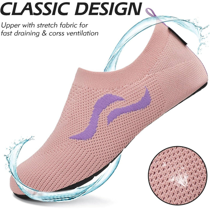 Чоботи для плавання SAGUARO Unisex: чоловічі та жіночі, швидковисихаючі, для відпочинку на природі, 37-47 EU (42/43 EU, Рожевий)