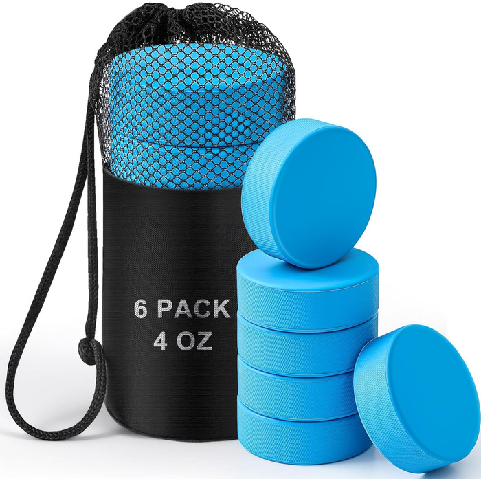 ShinyRelief Набір з 6 важезних хокейних шайб для тренувань, 118 г, блакитні