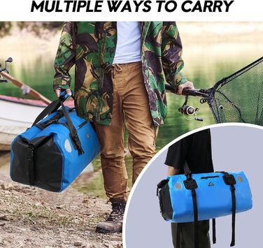 Водонепроникний рюкзак Dry Bag 50L | Сумка-мішок для подорожей, кемпінгу, SUP, каякінгу, блакитний