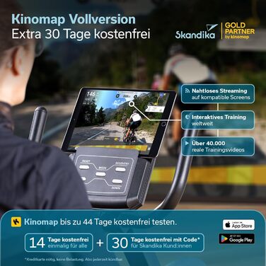 Ергометр велотренажер Skandika Liege P14/P8-H Comfort з Bluetooth та сенсорним екраном до 150 кг