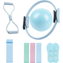 Набір для пілатесу: кільце Magic Circle, еластичні стрічки, м'яч, шкарпетки, Puller, обладнання для дому. Підходить для жінок та початківців.