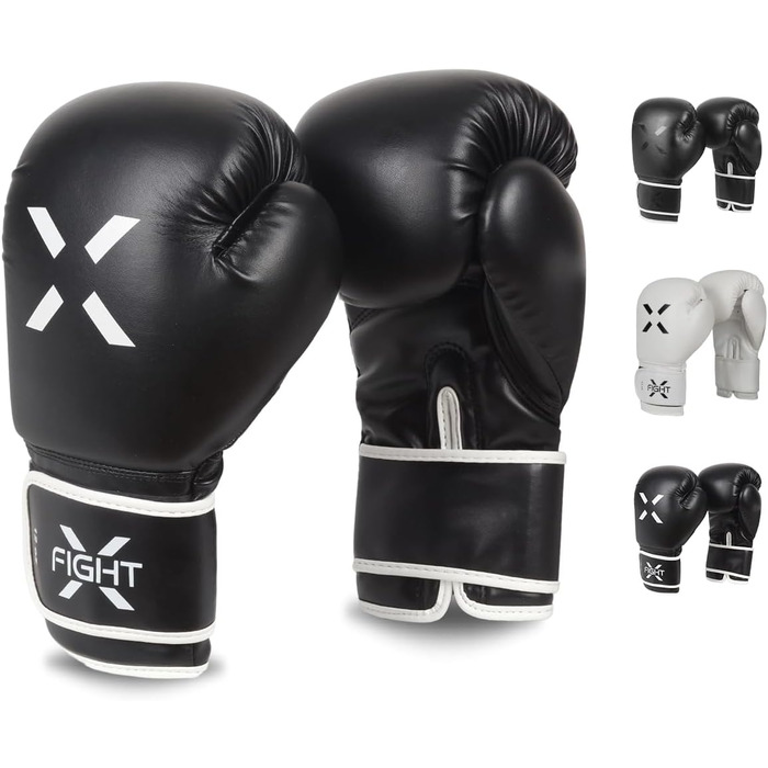 FightX Боксерські рукавички для MMA, тренувань і спарингів, легкі та важкі, для чоловіків і жінок, чорні/білі