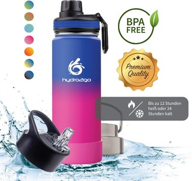 Дитяча термос-пляшка з нержавіючої сталі, 530 мл, BPA-free, для школи, спорту та подорожей, 3 кришки, зберігає тепло до 12 годин, холод до 24 годин (Passion)