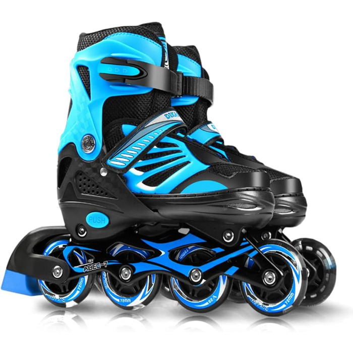 Інлайни для дітей з підсвічуванням коліс, регульовані, зручні, розмір 34-37 (M, Blue)