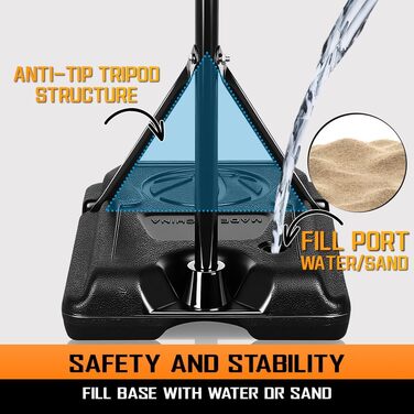 Регульована баскетбольна корзина зі стійкою для дітей та підлітків, Outdoor/Indoor, Комплект з м'ячем та насосом