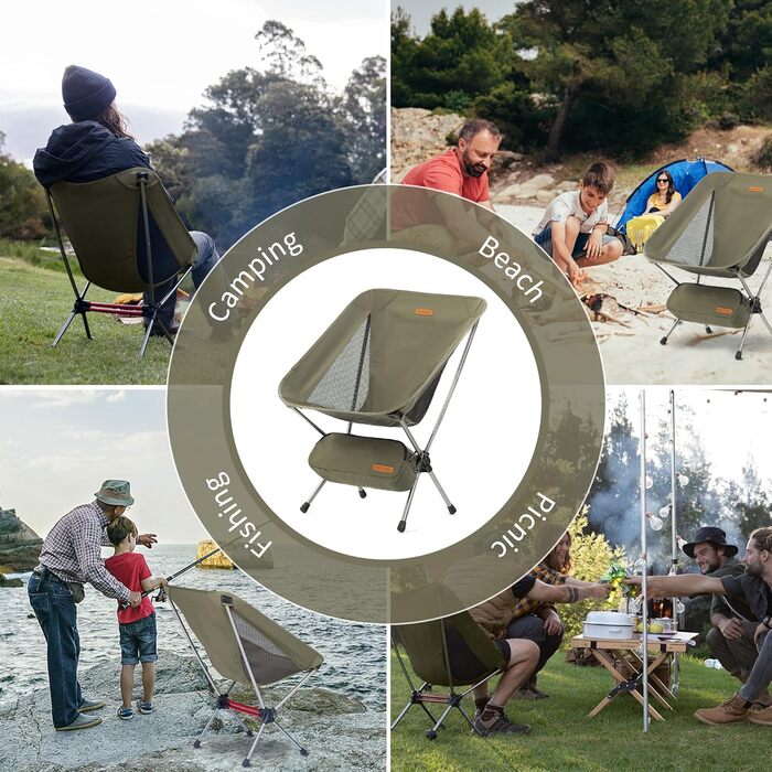 Крісло для кемпінгу Naturehike складне, портативне, легке, з сумкою, жовто-зелене