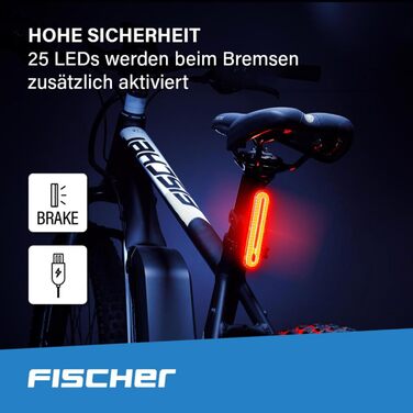 Фариса LED акумуляторний задній ліхтар для велосипеда, велосипедна підсвітка, акумуляторний, IPX4, чорний, з гальмоіндикатором