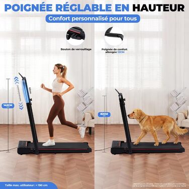 GTPLAYER Складний біговий доріжка для дому з LED-дисплеєм та пультом, регульовані підлокітники, двигун 2.5 PS, фітнес, зелений (червоний)