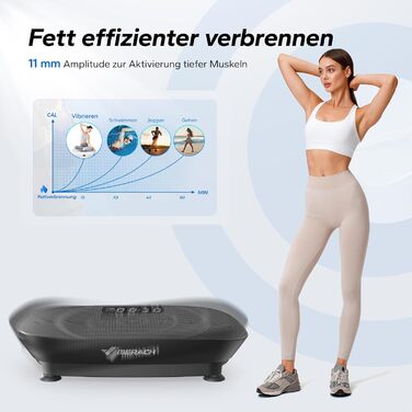 Вібраційна платформа MERACH для тренувань всього тіла, побудова та формування м'язів, автоматичне регулювання швидкості, Bluetooth-динамік, чорний