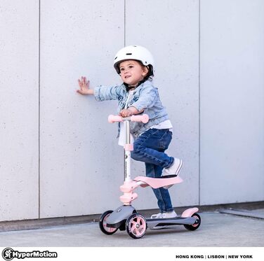 Самокат дитячий Kinderroller 3в1 рожевий: самокат-біговел-колісний скутер з сидінням для дівчаток та хлопчиків