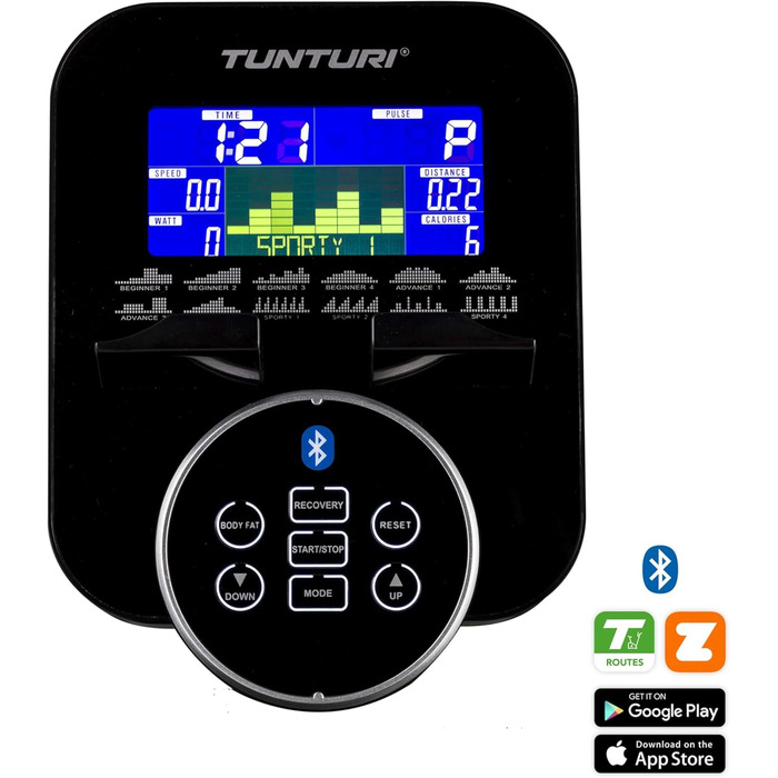 Велотренажер Tunturi FitCycle 50i/70i з LCD-дисплеєм, додатками Zwift і Tunturi Routes, 32 рівня навантаження, сенсором пульсу, для дому, до 150 кг