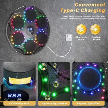 Музичний бокс для боксу TODO Music, смарт Bluetooth LED, 9 режимів швидкості, кольорове підсвічування