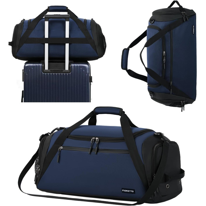Спортивна сумка FIORETTO 35L з відділенням для взуття та мокрого одягу, водонепроникна, для тренувань, спортзалу, подорожей, плавання, сауни, футболу (зелена/оливкова, блакитна 45л)