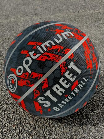 Баскетбольний м'яч OPTIMUM: зносостійкий, для гри в приміщенні та на вулиці, оптимальний контроль та точність (Розмір 7, ЧОРНИЙ/ОРАНЖЕВИЙ)