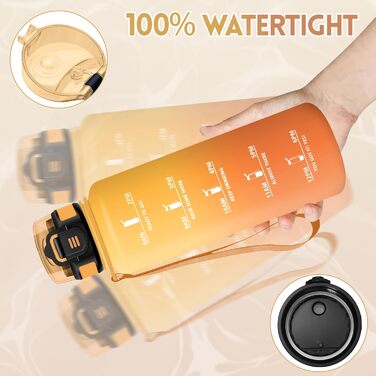 Спортивна пляшка для води Motswedi 1500 мл з трубочкою, BPA-free, жовто-оранжева