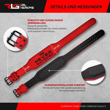Шкіряний пояс для важкої атлетики RL Grip з підтримкою попереку – для пауерліфтингу, мукл-тренінгу та фітнесу