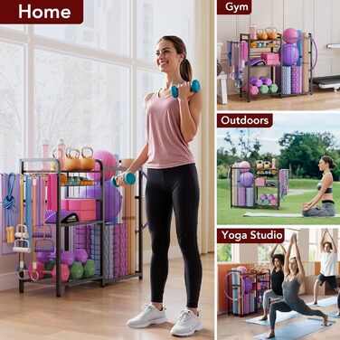 Організатор для домашнього спортзалу Homsorout: полиця для гантелей, йога-килимка, ролика, стрічок та еспандерів