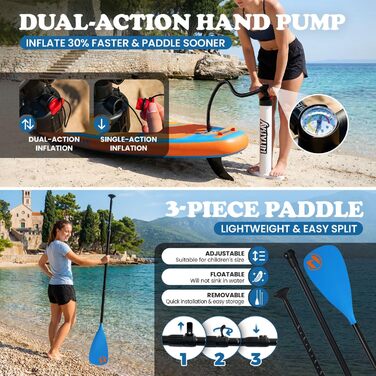 SUP Board набір, дошка для Stand Up Paddling надувна 320-335 см, до 150 кг, помаранчева - для початківців з повним комплектом аксесуарів