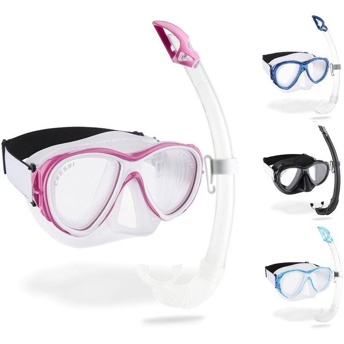 Маска для снорклінгу та дайвінгу Cressi Samoa - комплект маска + трубка, унісекс, дорослі, прозора/рожева
