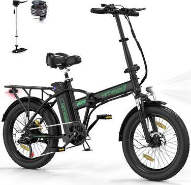 Електровелосипед HITWAY 20'' Fat Tire, складаний, акумулятор 36В 12А·год / 48В 15А·год, запас ходу до 100 км, 7 швидкостей, для міста та бездоріжжя