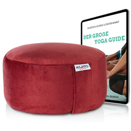 Йога подушка для медитації – кругла подушка з наповнювачем з лушпини гречаної – 30 см, 14 см, збірна інструкція (PDF) – фіолетовий оксамит