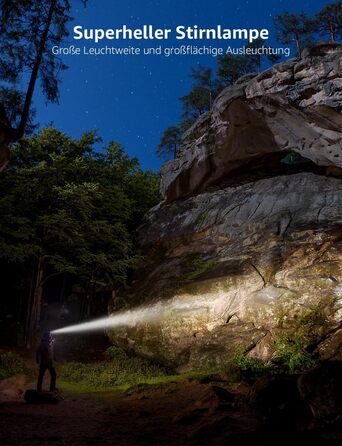 LED налобний ліхтар з акумулятором, USB, з червоним світлом, 5 режимів, водонепроникний IPX4, для дітей та дорослих, надпотужний, для риболовлі, бігу, кемпінгу, з USB кабелем