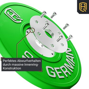 Набір змагальних бамперних дисків HQ Germany 30 кг (2x5 кг + 2x10 кг), REACH, IWF стандарт, Ø50 мм