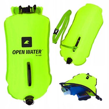Надувна рятувальна бойовка OPENWATER XL, 28L, неонова зелена - велика плавуча платформа з кишенею