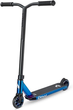 Трюковий самокат Chilli Pro Scooter Rocky Vol. 3, 82 см, 110 мм PU колеса, ABEC 9, синій неохром, для початківців