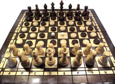 Дерев'яний ігровий набір 3-в-1 ChessEbook: шахи, шашки, нарди, 52х52 см, складаний, ручна робота