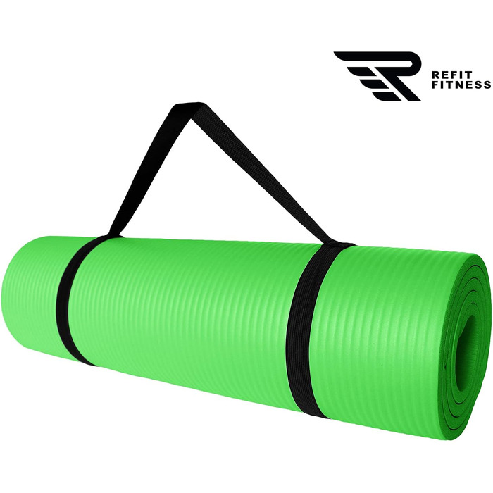 Килимок для йоги та фітнесу Gymnastikmatte Profi 190x60 см, 10 мм, Lime - антиковзкий, NBR, з ременем та сумкою