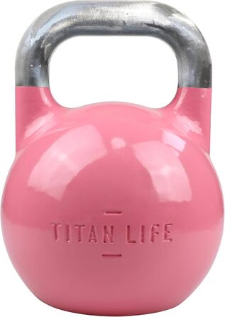 Професійна гиря TITAN LIFE PRO 8 кг, сталь, для змагань, рожева, велика основа
