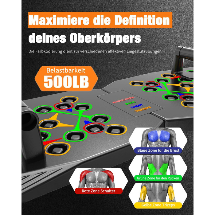Багатофункціональна дошка для віджимань 20 в 1, складаний тренажер для дому та фітнесу, регульована портативна рама для тренувань (чорна)
