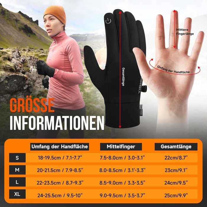 Рукавички PULIOU для чоловіків та жінок, зимові, теплі, для велосипеда, спорту, бігу, з сенсорним екраном, вітростійкі, антиковзні, чорні