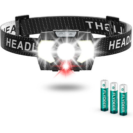 LED налобний ліхтар Lsnisni 2000 люменів (2 шт./1 шт.), 6 режимів, водонепроникний IPX5, для дітей та дорослих, кемпінг, біг, риболовля, з батарейками