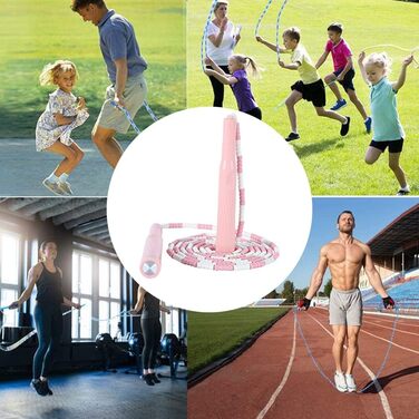 Скакалка Alomejor з м'яких намистин, регульована довжина, для дітей та дорослих, рожева, фітнес