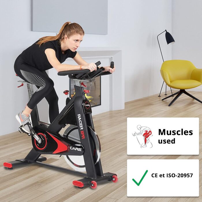 Преміум велотренажер CARE FITNESS Rad Racer XPR, 24 кг, електронний, домашній спінбайк з мультифункціональним комп'ютером