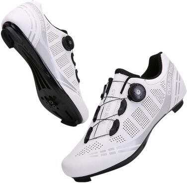 Велотуфлі для чоловіків та жінок, шосейні велотуфлі з клітами, SPD, MTB, Road Bikes, сумісні з велотренажером, для катання на відкритому повітрі, розміри 36-47 EU, білі