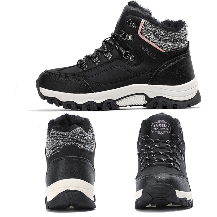 Зимові черевики TARELO для жінок, чорні, розмір 36-41, антиковзаюча підошва