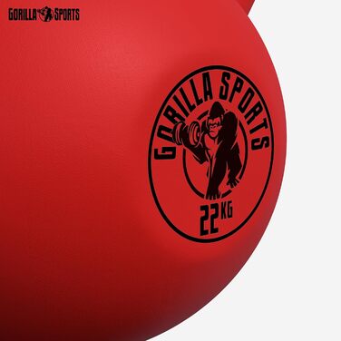 Гиря GORILLA SPORTS 22 кг – гіря для фітнесу та кросфіту, чавунна, з вініловим покриттям, для тренувань у спортзалі та вдома