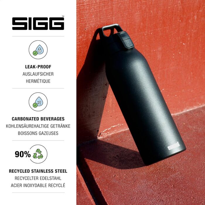 SIGG пляшка для напоїв з нержавіючої сталі Shield ONE, для газованих напоїв, герметична, легка, без BPA, 0,75 л / 1 л