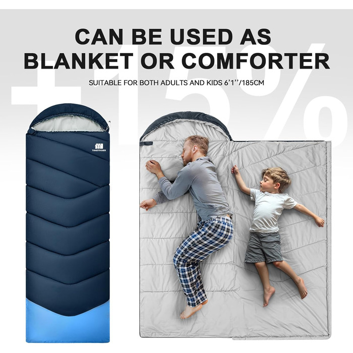 Спальний мішок для дорослих у холодну погоду, водонепроникний, легкий, 1,8 кг, темно-синій